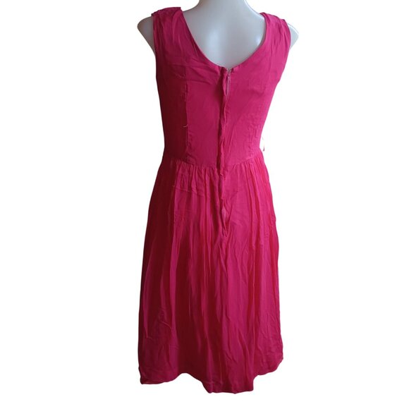 Sz 8 True Vintage 1960's Pink Sleeveless Prom Dress Draped Neckline - Picture 3 of 11